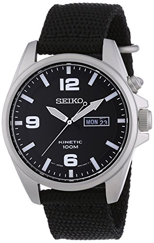 Seiko Herren-Armbanduhr Kinetic Analog Automatik Textil SMY143P1