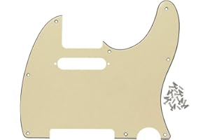 FLEOR IKN 8 trous 3 plis crème Tele Pickguard plaque de protection de trou de cou à bobine simple avec vis de montage pour remplacement de plaque de Telecaster Standard Fender US/mexicain