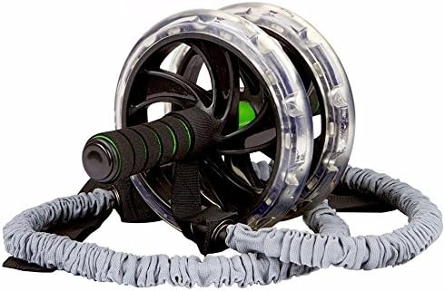 DUAL Ab Roller Abdominal Rollout Exercise Wheel with 2 Resistance Bands and Knee Mat! Quality Abs Rollers trainer-Perfect Fitness Exerciser!
