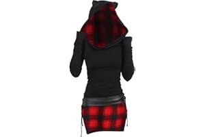 ASHLEYZJ Damen Pulloverkleid Mit Kapuze Herbstkleid Sexy Pullover Kleid Kapuzenpullover Hoodie Farbeblock Slim Casual Langarm Minikleid Enges Strickkleid Herbst Winter Frauen Bodycon Gothic Winterkleid