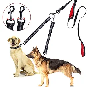 BWilkon Double Dog Leash, 360? Swivel No Tangle Dog Walking Leash for 2 Dogs up to 200lbs, Comfortable Adjustable Dual Padded Handles