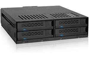Icy Dock Mobile Rack/Backplane Cage/Rack Case para 4 x SSD/HDD 2.5" SATA/SAS Hot Swap en 1 bahía de 5.25" (instalación sin Herramientas) - ExpressCage MB324SP-B
