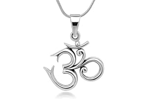 Treasure Bay Ohm, OM 925 Silver Pendant on Silver Chain Necklace, Yoga Pendant Necklace For Women Ladies Men