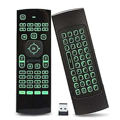 EMISH 2.4GHz USB Mini Clavier Sans Fil Mini Keyboard Fly Air Mouse souris gyroscopique et Télécommande infrarouge pour PC, Pad, Xbox 360, Android TV Box, ordinateur, ordinateur portable, Noir (Noir)