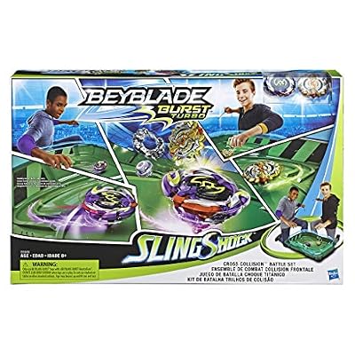 Hasbro Beyblade – Arene Set de Combat Choc Ultime, 2 toupies Beyblade Burst Slingshock et 2 Lanceurs