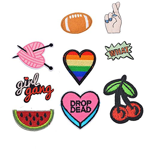 Souarts Set Verschiedene Aufnäher Kleidung Patch Applikationen zum aufbügeln Wassermelone Kirsche Herz usw