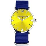 bruno banani BR30060 Cool Color Uhr Unisex Stoffband Metall 50m Analog blau gelb