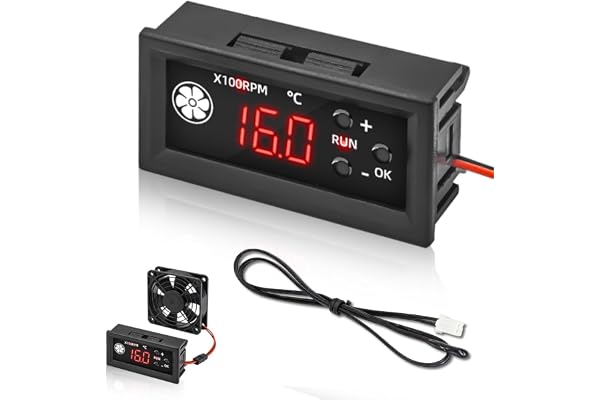 DC 12 V 4-trådig hastighetsregulator, fläkthastighetsregulator med digital hastighets- och temperaturdisplay, stöder 3 A PWM