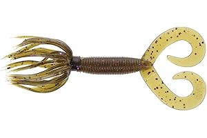 Yamamoto Hula Grub de Doble Cola de 4 Pulgadas – Señuelo de Pesca Realista de plástico Suave fácil de Usar con Falda de Flujo Libre – Paquete de 10, Calabaza Verde con Escamas de Cobre púrpura y