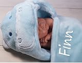 ★ Babydecke mit Namen und Datum bestickt ★ Wagendecke ★ 3D Motiven ★ Geburt ★