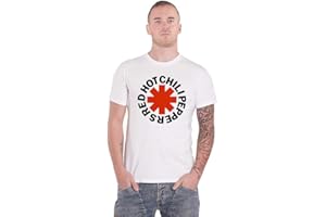 Red Hot Chili Peppers T Shirt Red Asterisk Band Logo Official Mens White
