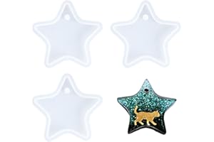 Nifocc - Stampi in silicone a forma di stella con ciondolo a forma di pentagramma, in resina epossidica, per decorazioni fai da te, per decorazioni da parete, 3 pezzi