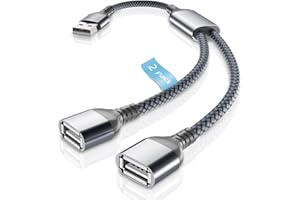 Basesailor Rozdzielacz USB Y kabel 0,3 m / 2 szt., USB A 1 męski na 2 żeński konwerter przedłużający, podwójny port USB przedłużacz Hub ładowarka do transmisji danych zasilacz do Mac, samochodu, Xbox One, PS4, PS5, laptopa