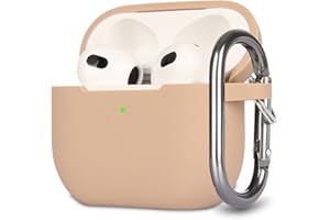 KOKOKA Silikon Hülle Kompatibel mit AirPods 3 Case und Schutzhülle für AirPods 3rd Generation 2021, Stoßfeste Weiche Dünne Case für Airpods 3 Mit Karabiner, Front-LED Sichtbar, Milk Tea