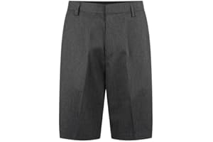 Alanna Jones Plus Size Boys' School Shorts - Sturdy Fit, Teflon Protection Water-Resistant, Half-Elastic Waist & Secure Zip and Clip, Ages 4-16