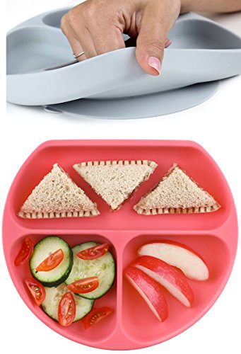 Bumkins Silikon Teller mit Saugnapf und Unterteilung – rutschfest und bruchsicher | Kinderteller, Babyteller, Kindergeschirr, aufgeteilter Teller mit Fächern | Ideal für Beikosteinführung, Baby Led Weaning - 7