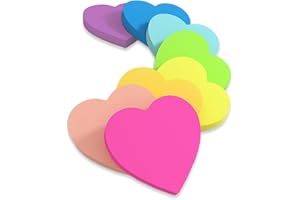 VNDKGN 180 Pcs Heart Post It Notes,70 X 70MM Cute Novelty Heart Shaped Fun Post Its Sticky Notes,Six Colors for Teache Student Stationery Pink Textbook,School,Office,Study Small Supplies Tabs Quick Reminders