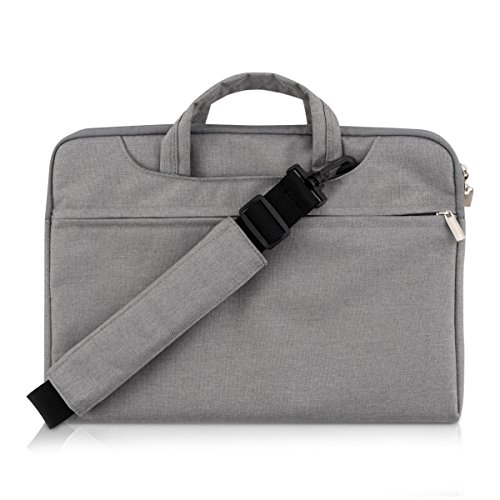 kwmobile Umhängetasche für 12,5" 13" 13,3" Laptop / Ultrabook - Laptoptasche aus Stoff mit Reißverschluss und Tragegurt in Grau - z.B. geeignet für Apple, Samsung