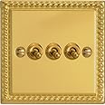 Varilight - 3G 1 or 2W 10A Classic Toggle Switch Georgian Brass - XGT3