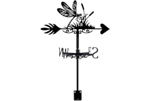 SUPERDANT Dragonfly Weather Vane on Grass Black Metal Wind Vane Animal Weathervanes Wind Direction Indicator Garden Ornament for Roof Shed Farmhouse Garden Outdoor Yard Paddock Decoration