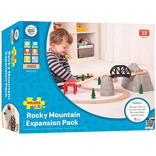 Bigjigs Rail Wooden Rocky Mountain Expansion Pack - Other Major Wooden Rail Brands are Compatible