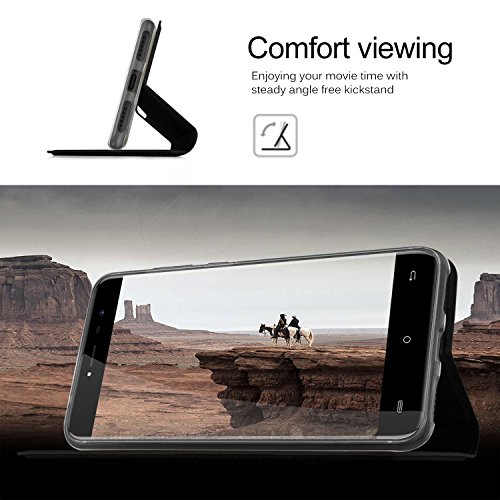 Cubot Note Plus (2017) Cover, KuGi Slim Flip Cover Custodia per Cubot Note Plus (2017) Smartphone (Flip Series - Nero)