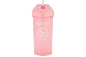 Twistshake Tasse de Paille 360 ml – Gobelet Bébé avec Paille Anti-Fuite – Bouteille d’Eau Anti-Déversement pour Tout-Petits – Tasse de Sevrage Sans BPA – Rose