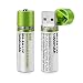 Produktbild BlueBeach® USB wiederaufladbare AA Batterien Zelle NH-AA 1.2V 1450mah (2 Stück)