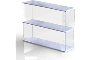 ELEpure Vetrina in acrilico a 2 livelli, espositore per scaffali trasparente, decorazione, da collezione, per esposizione di figure (legno e 2 livelli (40 x 10 x 29 cm))