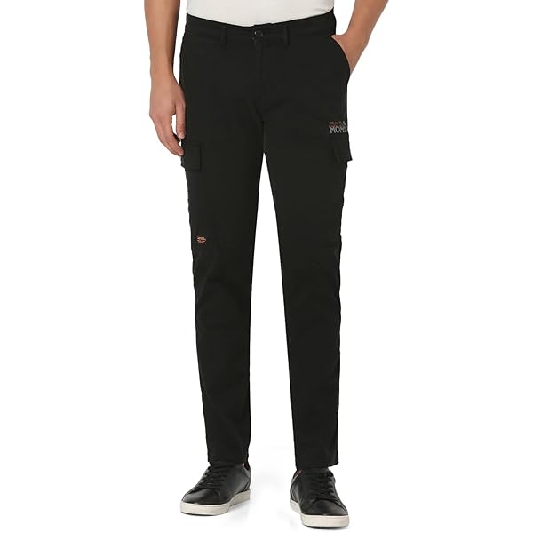 「GRAMB」Black Layered Rib Cargo Pants Brink Men's Cargo Track Pants | Vishal Mega Mart India