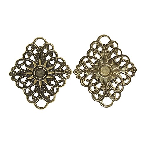 4 Verzierungen / Ornamente – Raute, 4,7 x 4,0 cm, antikmessing - 3