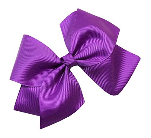 BOOLAVARD 3.5 inch high quality grosgrain ribbon hair bows,children hair accessories,baby hairbows girl hair bows WITH CLIP (Purple)