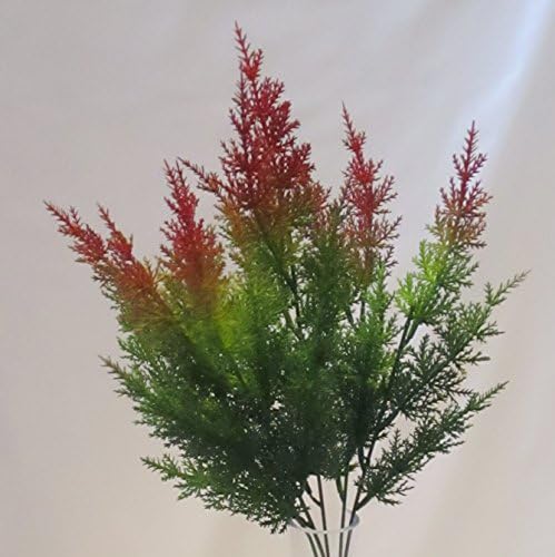 Artificial Cedar Bush With Red Tips - 42 cm Tall