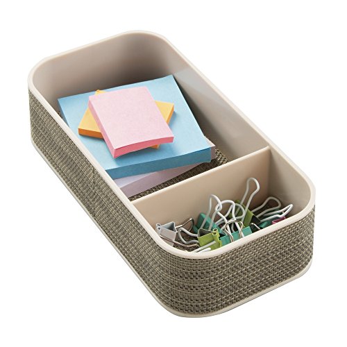 InterDesign 45008EU Twillo Bürobedarf-/Schreibtisch-Ablage für Highlighter, Tesafilm, Büroklammern – 2 Fächer, Perlmuttchampagnerfarben Plastik 10,16 x 20,32 x 5,08 cm - 2