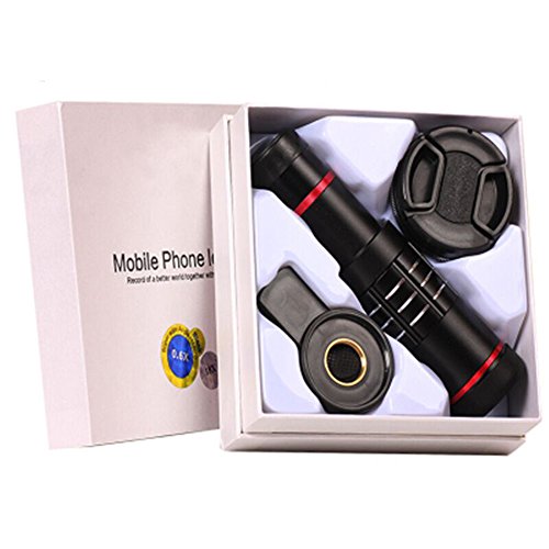 Elecguru HD clip-on kit obiettivo, universale 18 x Zoom teleobiettivo + 12.5 x super macro lens + 0.6 x Grandangolo per iPhone 7/6s/6 Plus/5/4, Samsung, HTC e altri smartphone