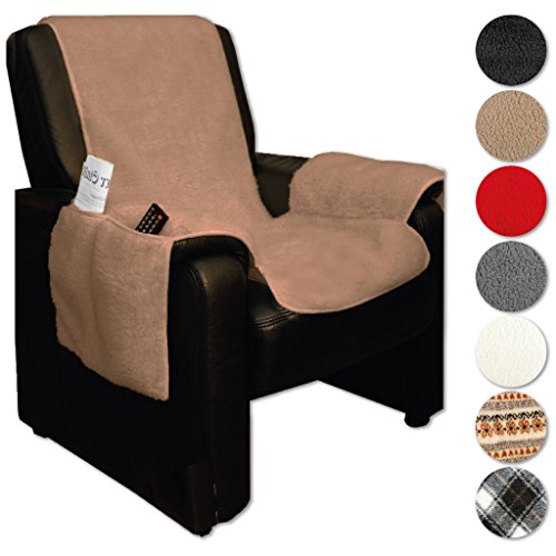 Sesselschoner 147x147cm Überwurf Lammflor Polsterschutz, Auswahl: Farbe - hellbraun - nougat