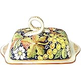 CERAMICHE D'ARTE PARRINI- Italienische Kunstkeramik, Butterdose Dekoration Obst, handgemalt, hergestellt in Italien Toscana