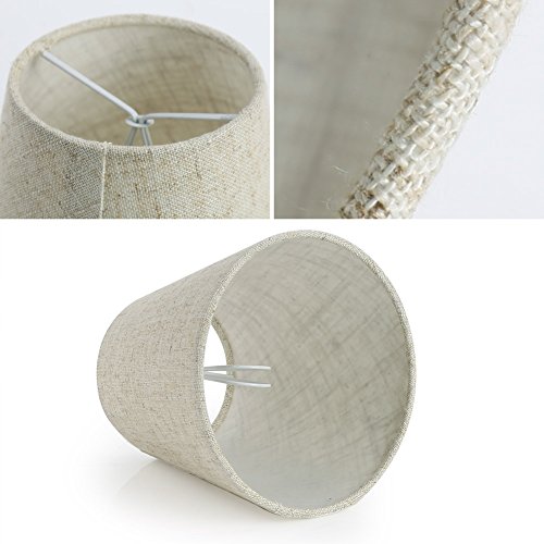 Fuloon 6er Set Lampenschirme für Kerze Kristall Kronleuchter Wandleuchte Hängelampe Stoff Lampenschirm (6er Set, Beige) - 8