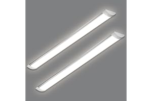 HUMIGA 5FT LED Batten Light, 50W Low Profile Wall Ceiling Surface Mounted Fitting, IP20 Slim Wide Tube Lighting for Office/Home/Shop/Workshop/Warehouse, Neutral White 4000K,2 Pack