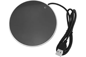 LYRLODY Calentador de Tazas Portátil Calentador de Bebidas Inteligente a Temperatura Constante con Interruptor Táctil Inteligente Calentador de Tazas USB para Tazas y Vasos con Fondo Plano Ø10,3 Cm (Plata)