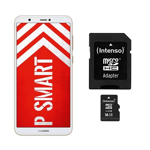 HUAWEI P smart Dual-Sim Smartphone (14,35 cm (5,6 Zoll), 32GB interner Speicher, 3GB RAM, Android 8.0) Gold + gratis 16 GB Speicherkarte [Exklusiv bei Amazon] - Deutsche Version