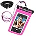 Price comparison product image Kobert Waterproof Cell Phone Case (Pro Pink), Dry Bag Pouch for iPhone 6s, 6s Plus Samsung Galaxy s7, s7 Edge, s6, Any Phone up to 6 Inches - Pink Strap and Armband