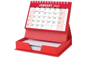 KARRMA LTD. 2024 Desktop Calendar - Month to View - Twin wire binding - Spiral Bound - Standing Flip Calendar - Tear off 80 Sheets Memo Note Pad – Landscape - Important UK Dates Holidays specified