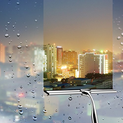 Parsion Fensterabzieher，Bad- und Duschabzieher Badezimmerwischer mit Wandaufhänger für Auto Fliesen Spiegel Duschtüren und Fenster, Edelstahl (Silber1) - 3