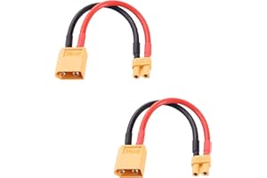 Lyeteung 2 Piezas Conectores XT60 a XT30, XT30 Hembra a XT60 Macho Adaptador, con Cable de Silicona 10cm 14AWG, para Batería RC Lipo