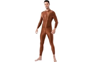 YiZYiF Body Uomo Metallico Bodystocking Catsuit Jumpsuit Leggings Tuta Intera Monopezzo Overall Body da Ginnastica Body Shaper Palestra Biancheria Intima