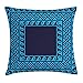 Produktbild VVIANS Greek Key Throw Pillow Cushion Cover, Swirling Waves with Ancient Maze Square Hellenic Motifs Sea Inspired Design, Decorative Square Accent Pillow Case, 18 X 18 Inches, Blue Dark Blue