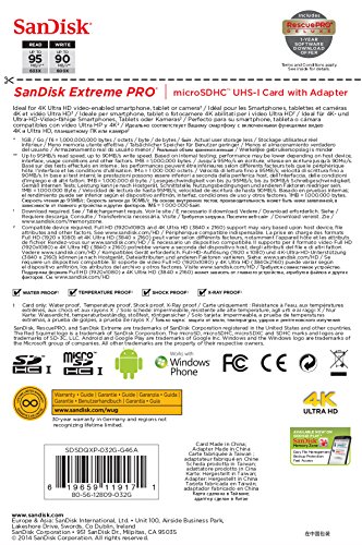 SanDisk Extreme Pro microSDHC 32GB bis zu 95MB/Sek, Class 10, U3 Speicherkarte - 6