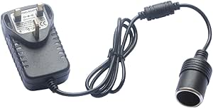 GutReise UK Plug100-240V Power to 12V DC Car Cigarette Lighter Socket Adapter (2 A)