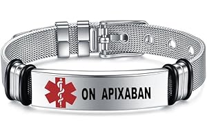 MEDICAL ID ME Medical Alert Identification Bracelets, Silver Stainless Steel, Adjustable Diabetes Epilepsy Blood Thinner